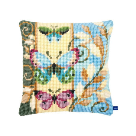 Vervaco Coussin à broder Papillons déco
