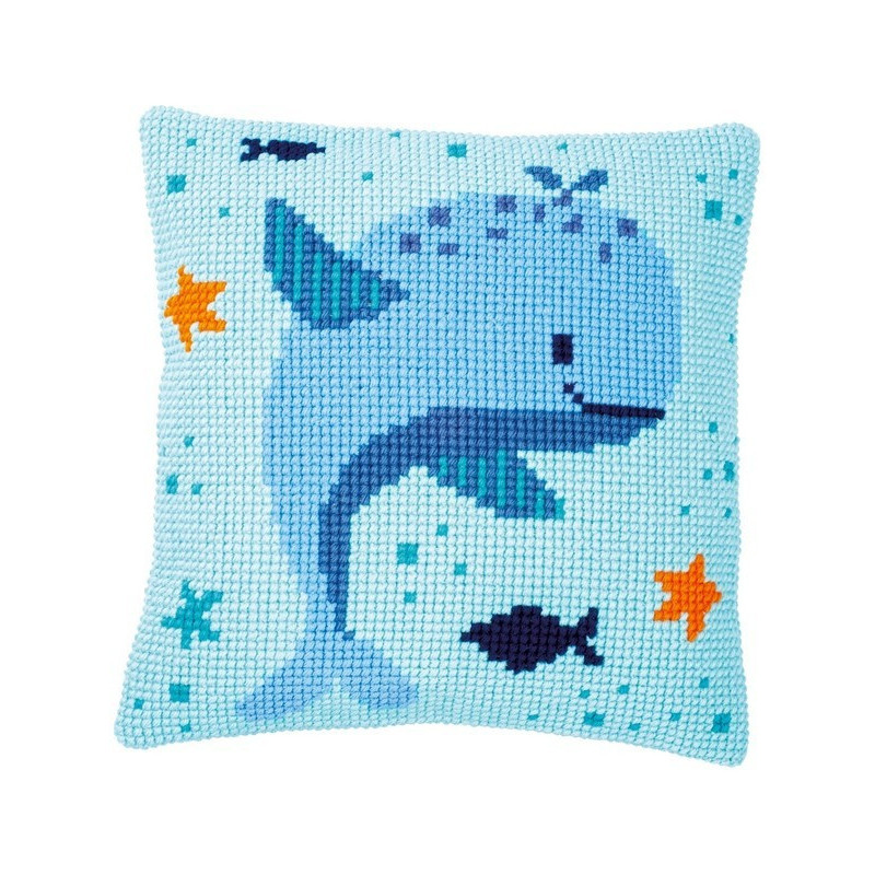 Kit coussin au point de croix Plaisir des baleines