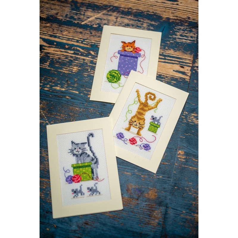 Kit carte de voeux Chats ludiques lot de 3
