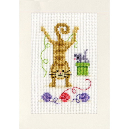 Greeting card kit Playful cats set of 3