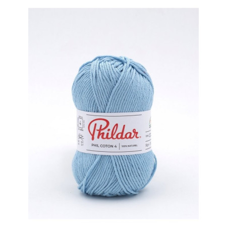 Fil crochet Phildar  Phil Coton 4 azur