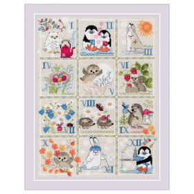 Riolis Kit de broderie Calendrier forestier