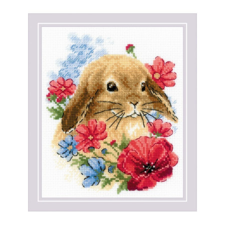 Riolis Kit de broderie Lapin en fleurs