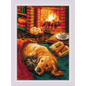 Riolis Embroidery kit By The Fireplace
