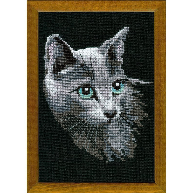 Embroidery kit Russian Blue Cat