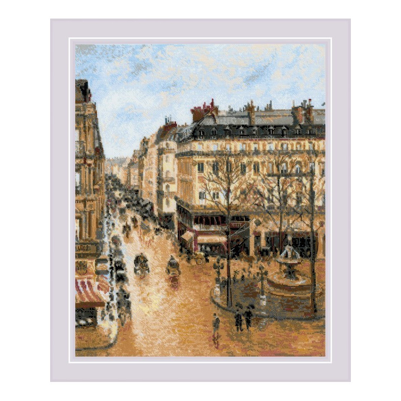 Kit de broderie Rue Saint-Honoré d'après le tableau de C. Pissarro
