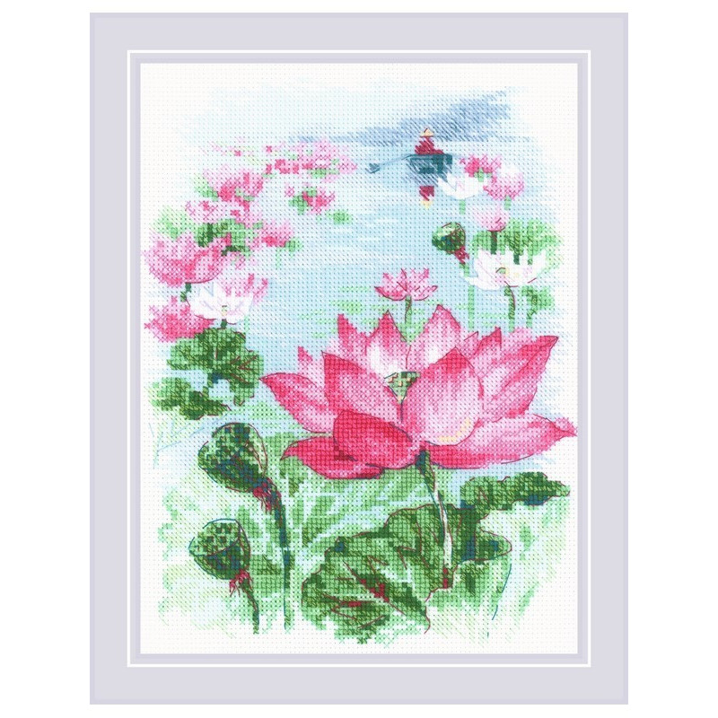 Embroidery kit Lotus Field. Fisher