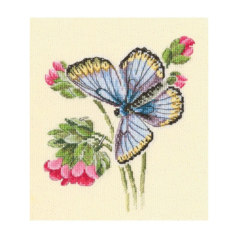 Kit de broderie Papillon sur la fleur délicate Kit de broderie Papillon sur la fleur délicate