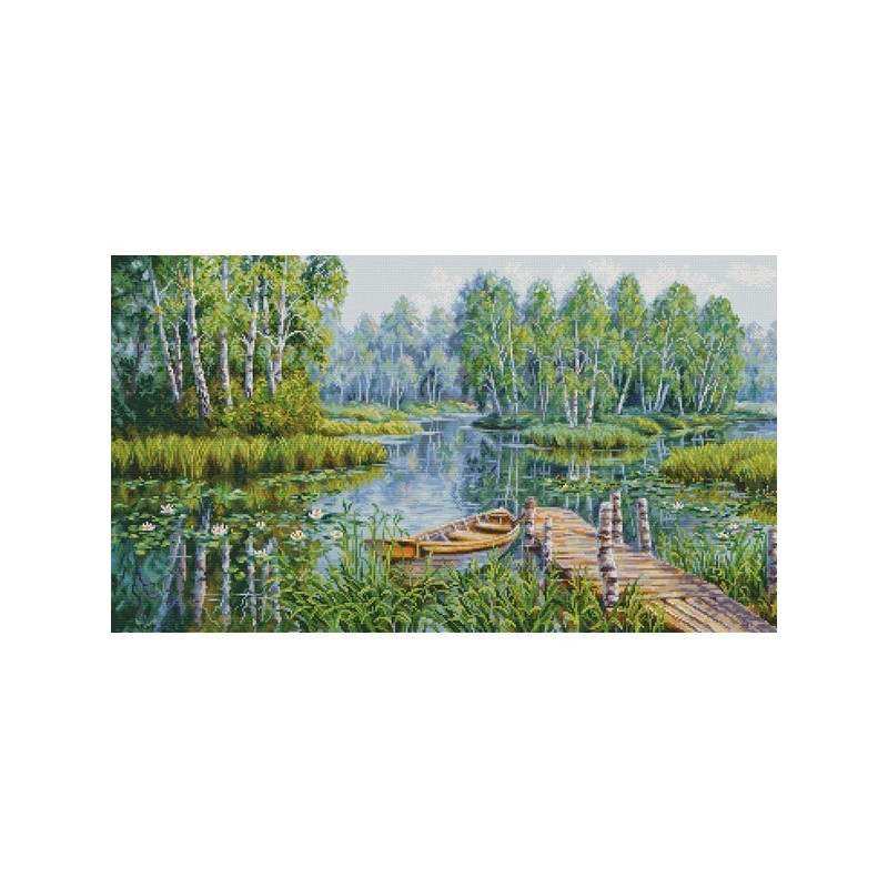 Embroidery kit Birches at the edge of the lake