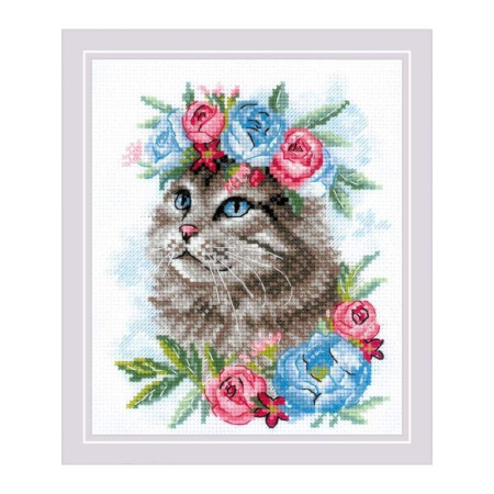 Riolis Kit de broderie Chat en Fleurs