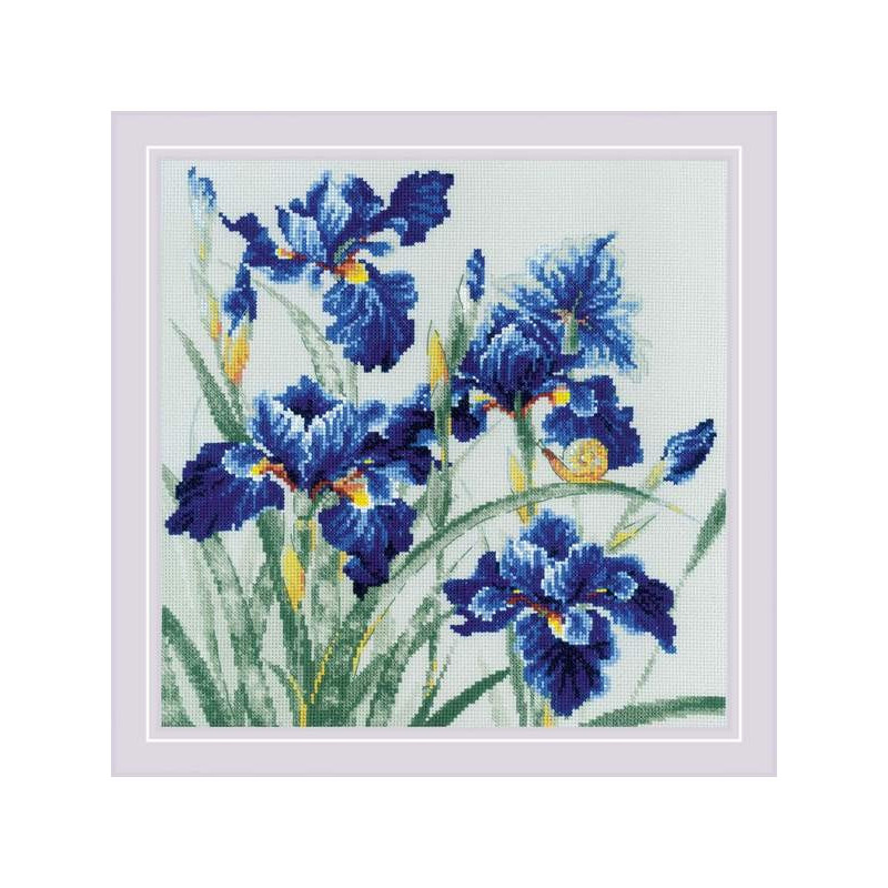 Kit de broderie Iris bleus