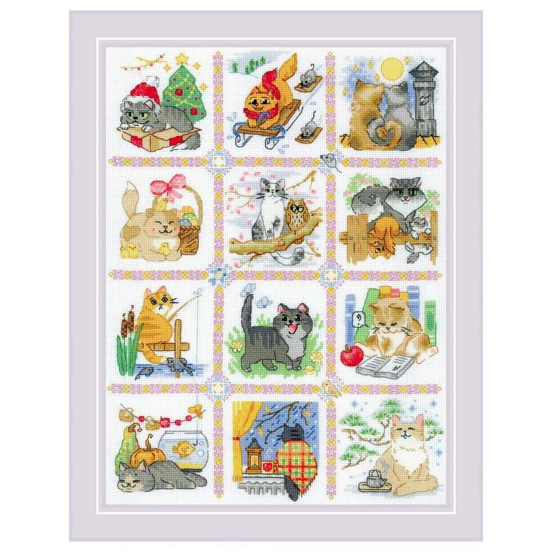 Kit de broderie Calendrier chat