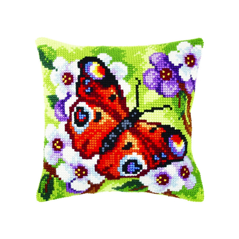 Kit coussin au point croix Papillon 3 Kit coussin au point croix Papillon 3