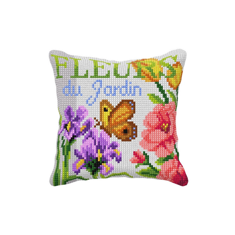 Kit coussin au point croix Fleurs du jardin