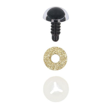 Animal eye 12 mm gold glitter