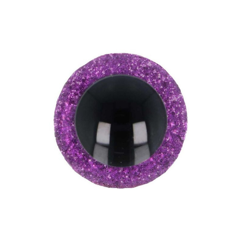 Animal eye 10 mm purple glitter