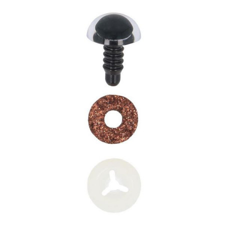 Animal eye 12 mm brown glitter