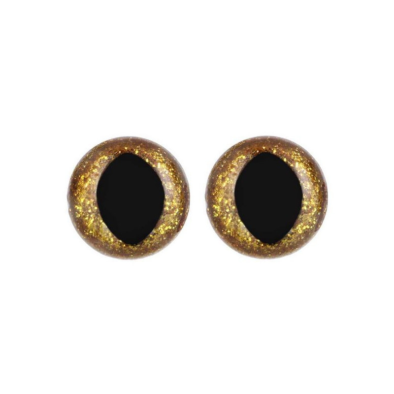 Cat eye 12 mm gold glitter