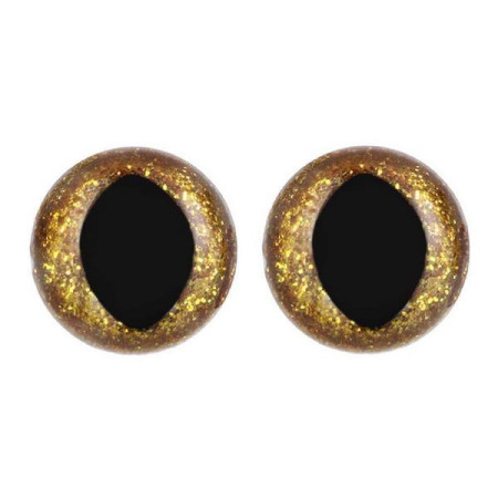 Cat eye 15 mm gold glitter