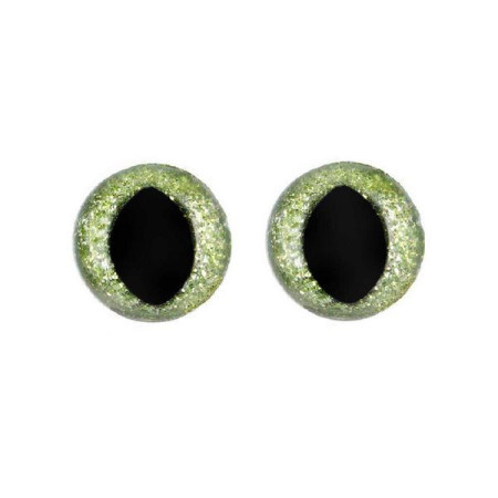 Cat eye 15 mm green glitter