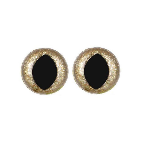 Cat eye 15 mm light gold glitter