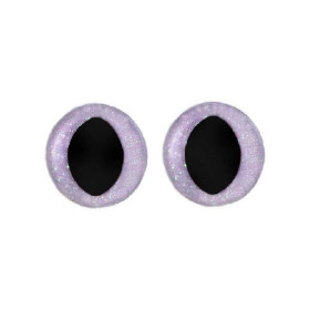 Oeil de chat amigurumi 15 mm mauves paillettes