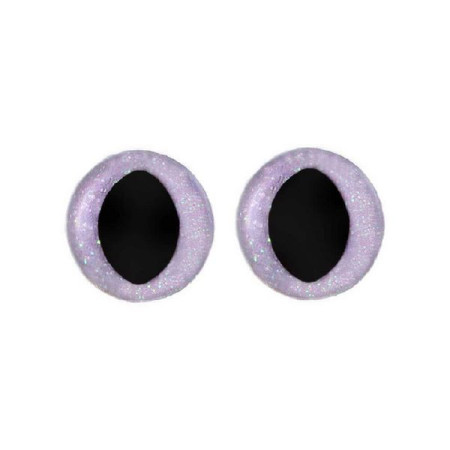 Oeil de chat amigurumi 15 mm mauves paillettes