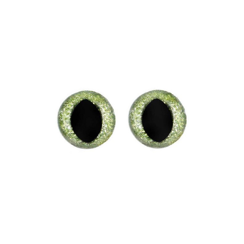 Cat eye 18 mm green glitter