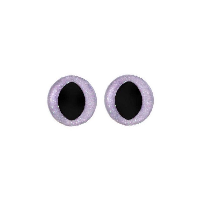 Oeil de chat amigurumi 18 mm mauves paillettes