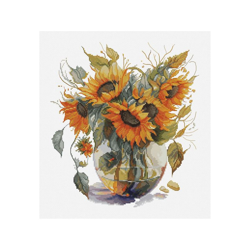 Kit de broderie vase avec des tournesols