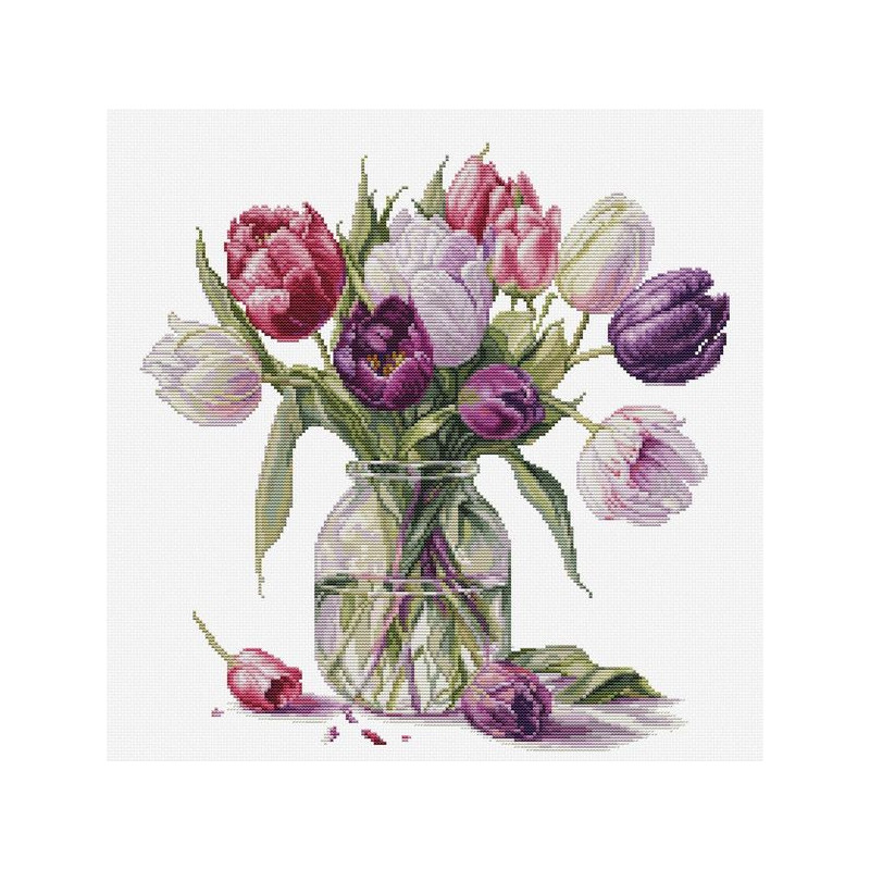 Kit de broderie Bouquet de tulipes Kit de broderie Bouquet de tulipes