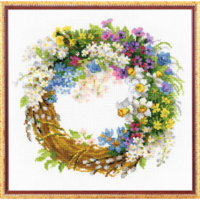 Riolis Embroidery kit Wreath with Bird Cherry