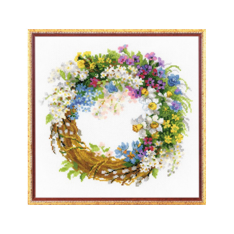 Embroidery kit Wreath with Bird Cherry