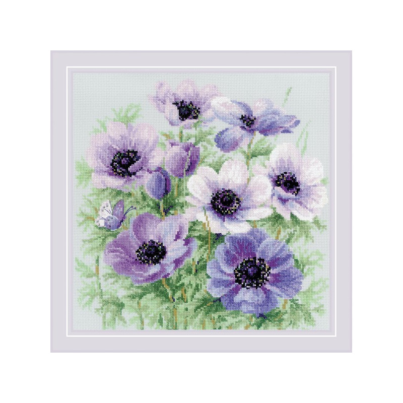 Kit de broderie Anémones violettes