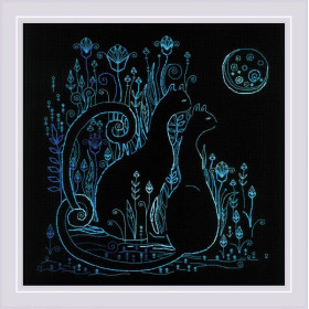 Kit de broderie Chats au clair de lune