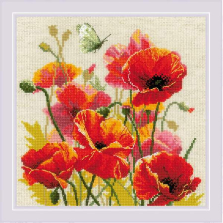 Kit de Broderie Riolis Couleur Flamme - Fleurs