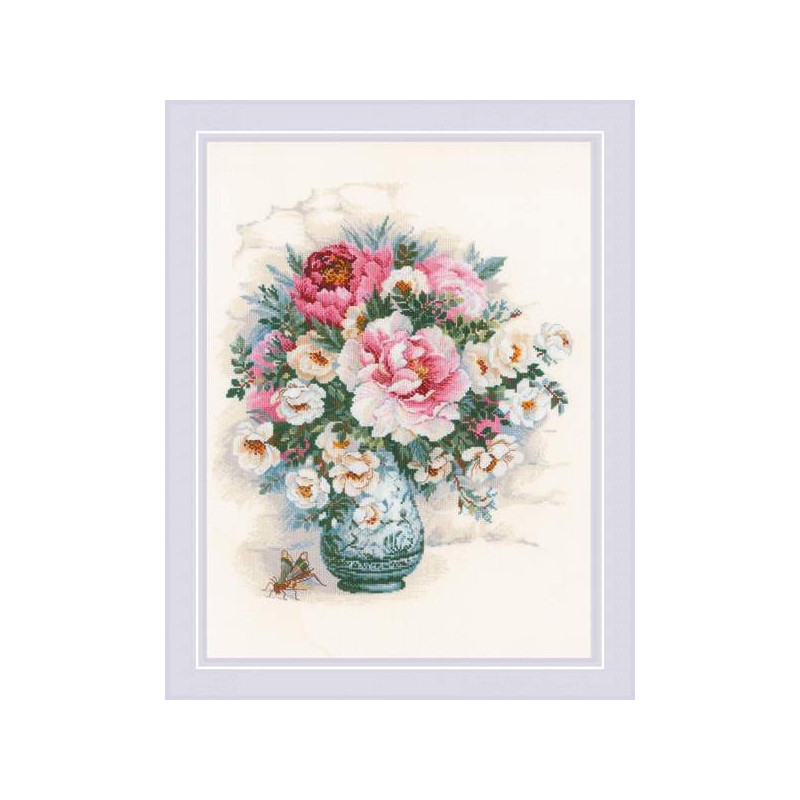Kit de broderie Pivoines et roses sauvages Kit de broderie Pivoines et roses sauvages