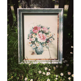 Kit de broderie Pivoines et roses sauvages