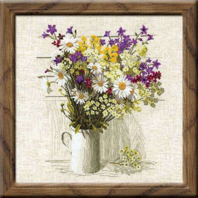 Riolis Kit de Broderie Fleurs Sauvages, 45x45 cm