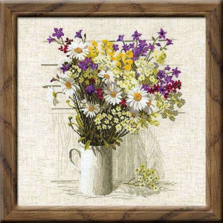 Riolis Kit de Broderie Fleurs Sauvages, 45x45 cm