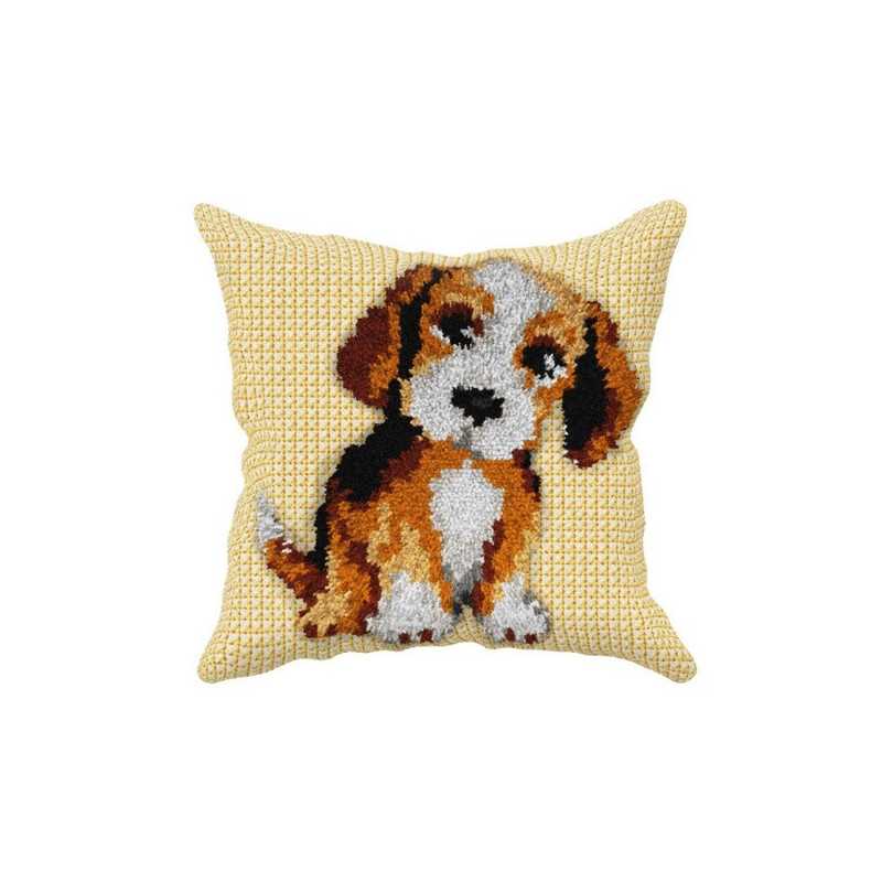 Kit coussin au point noué petit chien nr 4504 Kit coussin au point noué petit chien nr 4504
