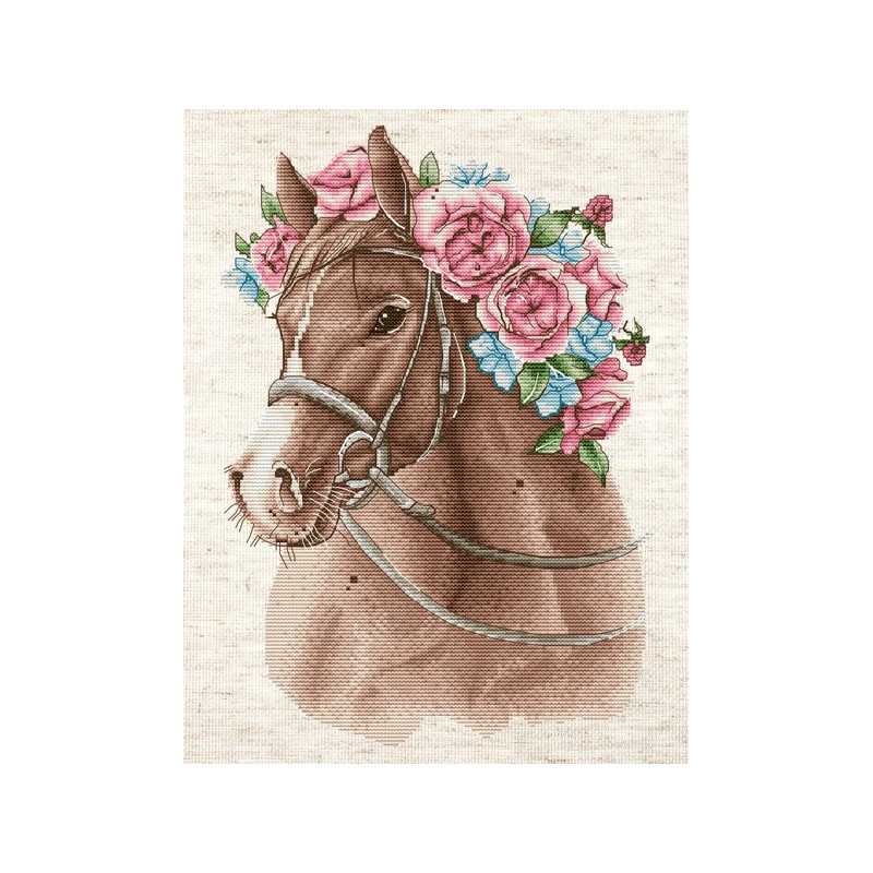 Kit de broderie le cheval en fleurs Kit de broderie le cheval en fleurs
