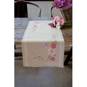 Kit chemin de table Fleurs roses avec papillons