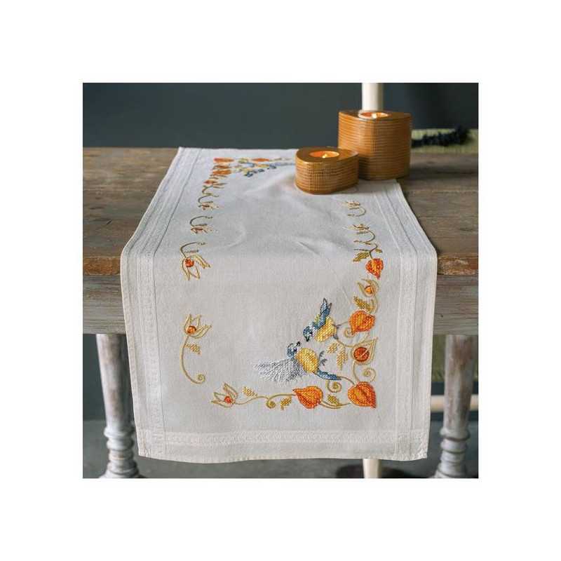 Kit chemin de table Mésanges et alkékenge