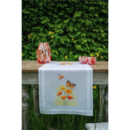 Table runner kit Orange flowers and butterflies