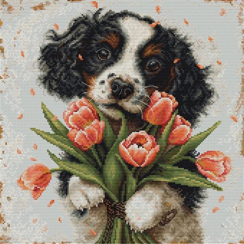 Kit de broderie Le chiot cocker spaniel