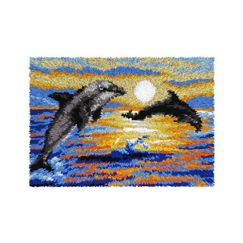 Kit tapis au point noué Dauphins 4196 Kit tapis au point noué Dauphins 4196