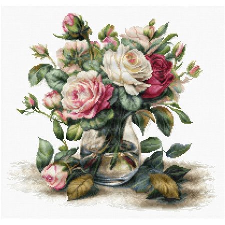 Luca-S Kit de broderie Vase avec des roses