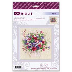 Kit de broderie Bouquet d'Eustoma et de Gypsophile