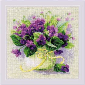 Embroidery kit Violets in a Pot